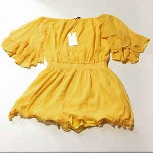 Endless Rose Yellow Ruffle Sleeve Romper